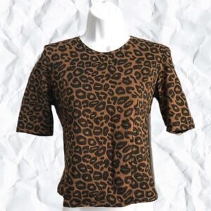 Motel Rocks Leopard Print Top Blouse - Large